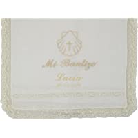 Los mejores  - Paño bautismal color beige bordado con el mensaje&quot-Mi Bautizo&quot-. Modelo París (Personalizado)